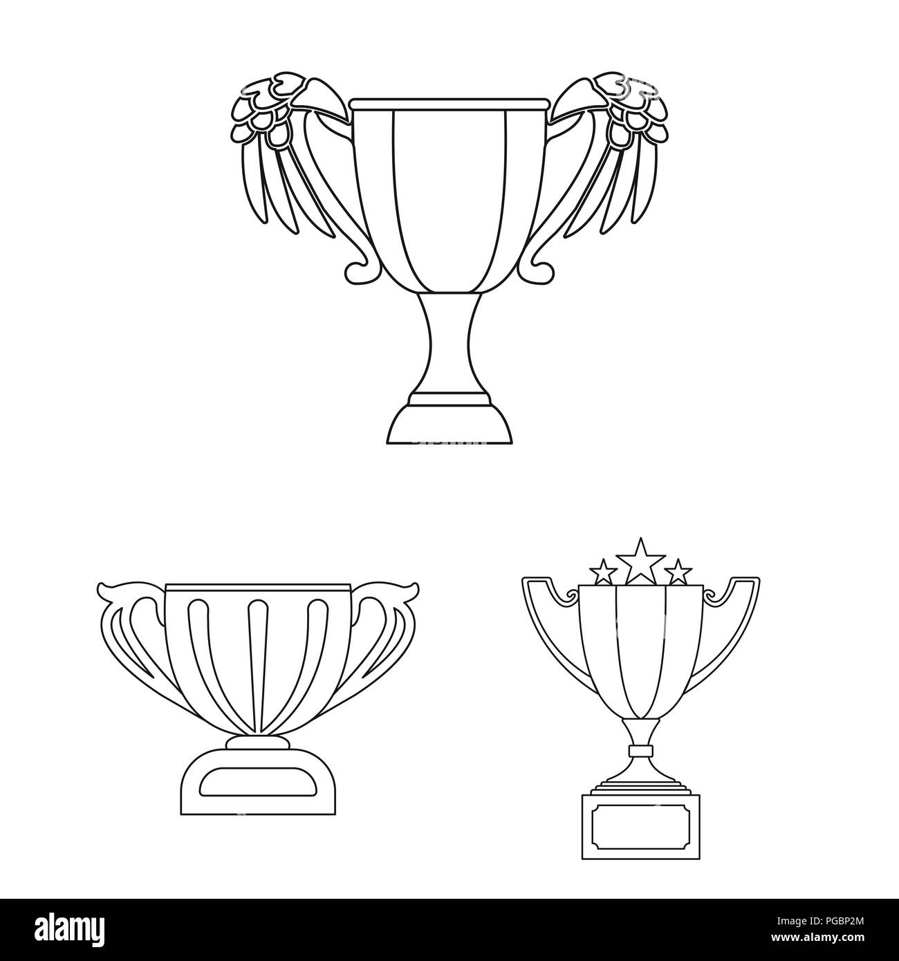 Gold Cup outline icons in set collection for design. Winners Cup vector