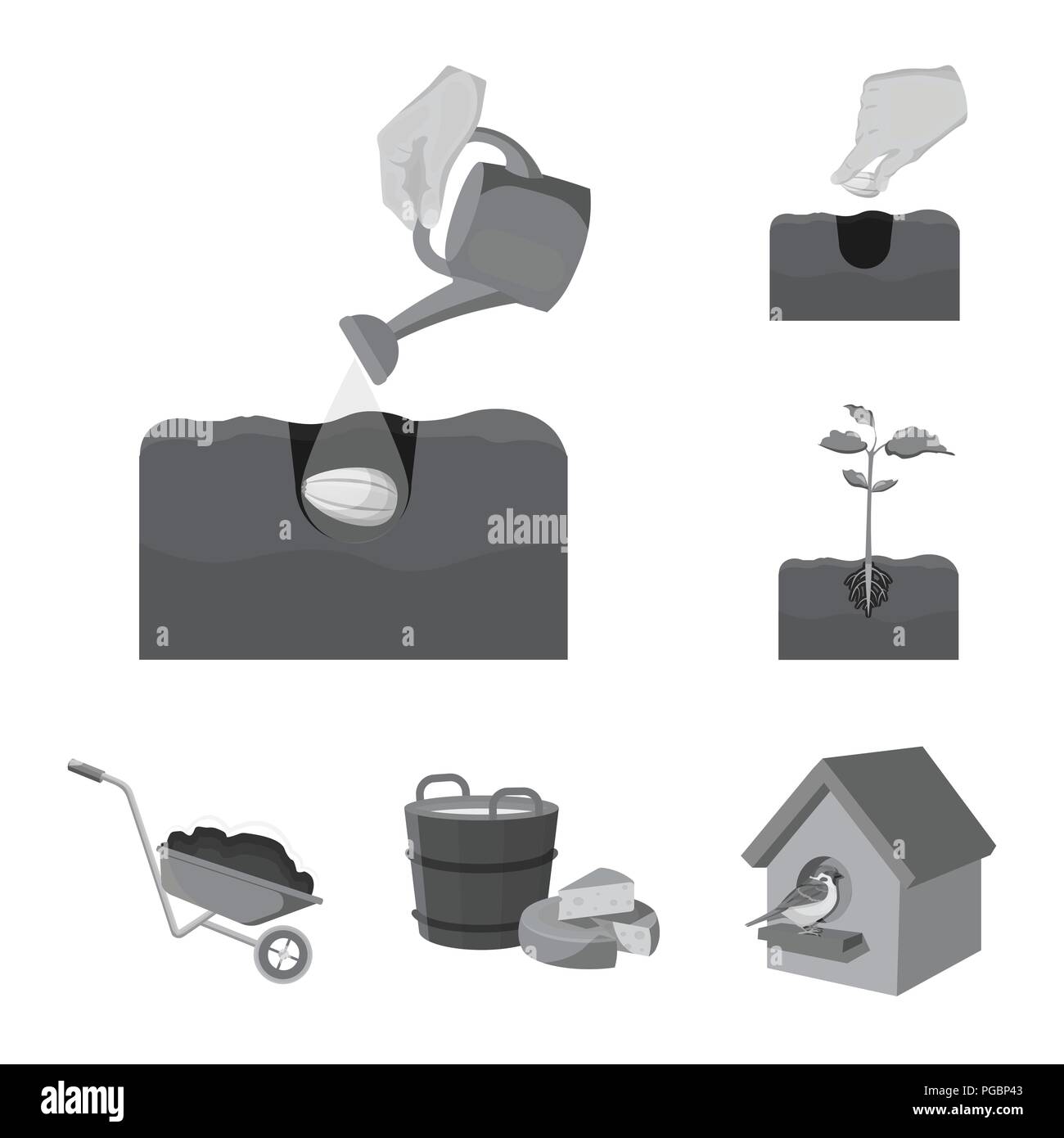 Farm and agriculture monochrome icons in set collection for design ...