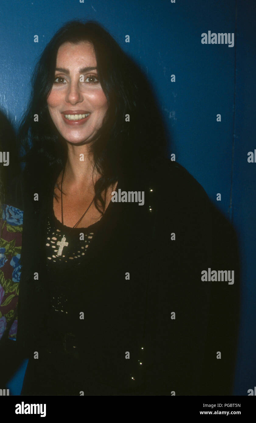 WEST HOLLYWOOD, CA - AUGUST 11: Singer/actress Cher attends Grand Opening of Bono's Restaurant on August 11, 1992 at Bono's Restaurant on Melrose Avenue in West Hollywood, California. Photo by Barry King/Alamy Stock Photo Stock Photo