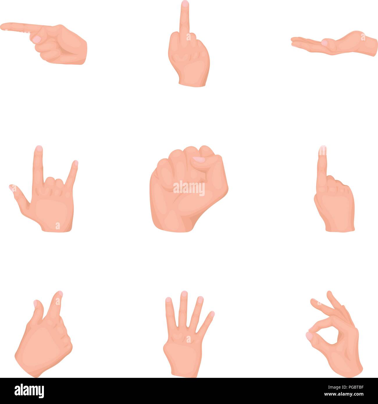 Hand gestures set icons in cartoon style. Big collection of hand ...