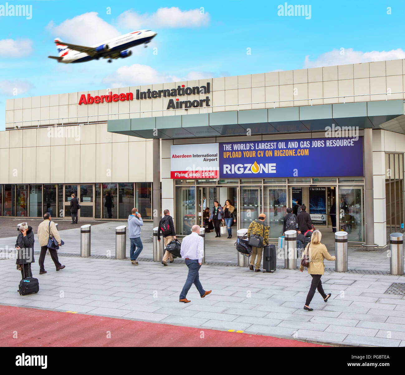 The outside of the terminal building at Aberdeen Airport, Scotland, UK Stock Photo