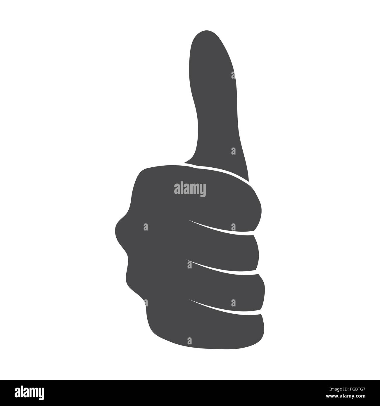 Thumb up icon in black style isolated on white background. Hand ...