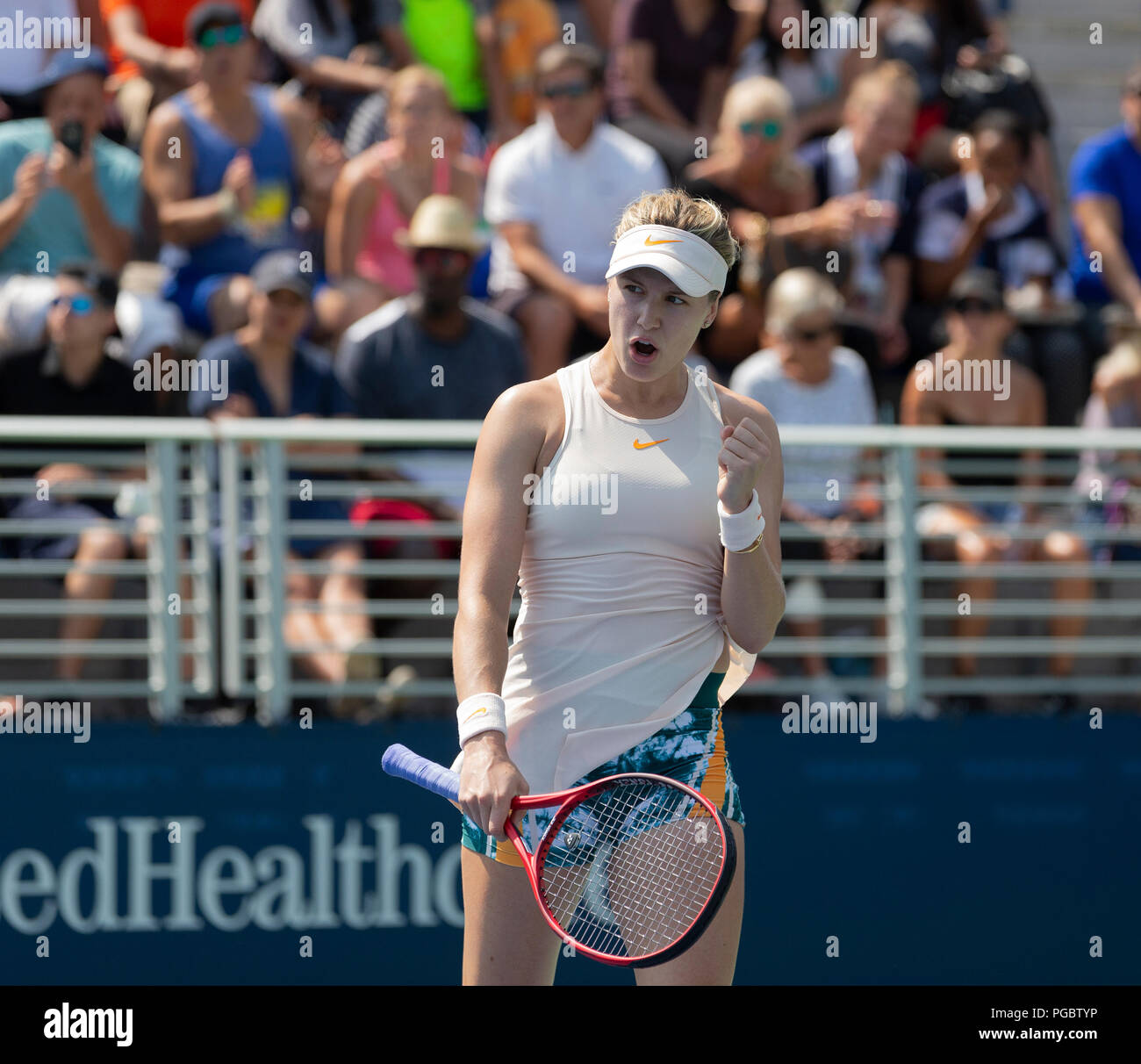 Euginie Bouchard of Canada reacts during qualifying day 4 against Jamie Loeb of USA at US Open Tennis championship at USTA Billie Jean King National Tennis Center (Photo by Lev Radin/Pacific Press) Stock Photo
