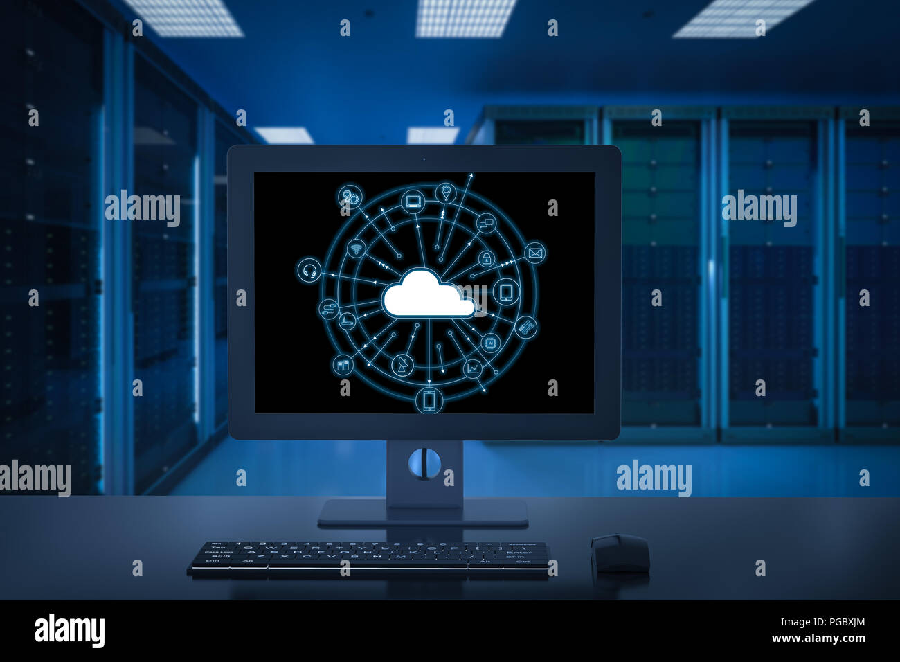 3d rendering cloud computing technology in server room Stock Photo - Alamy