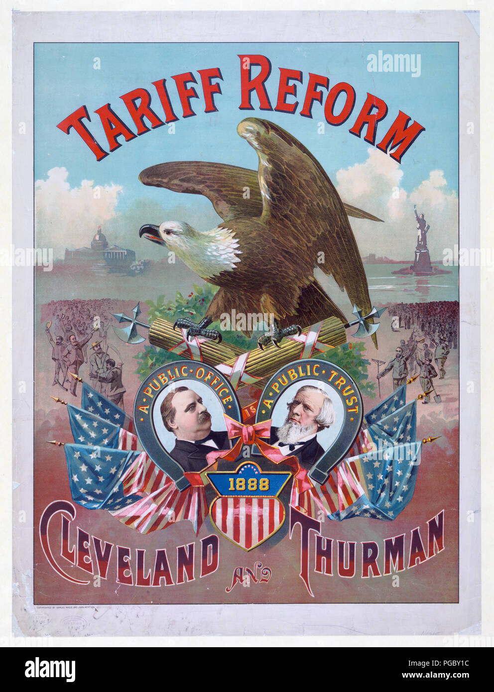 Tariff reform. Cleveland and Thurman ca 1888 Stock Photo