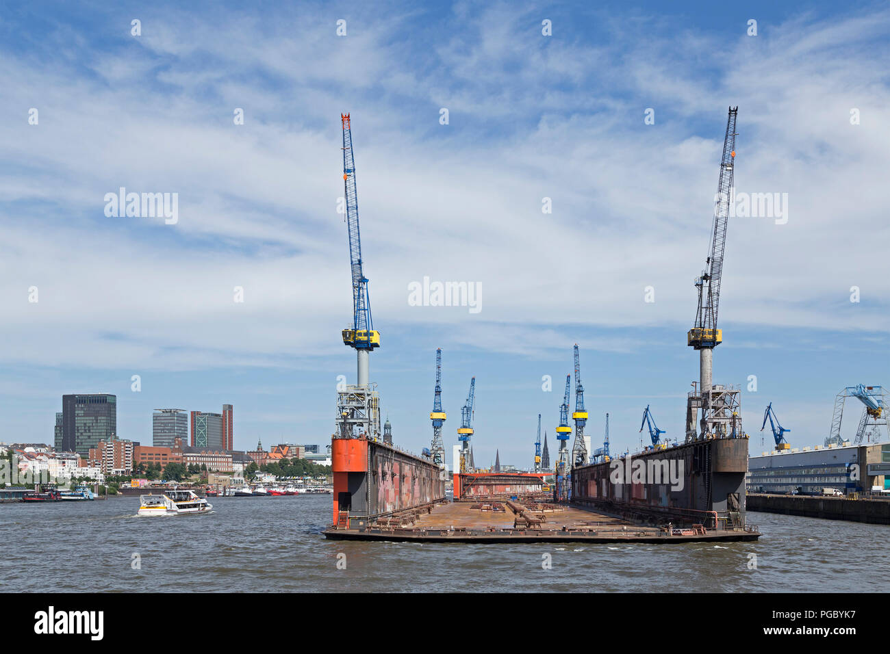 Blohm + Voss shipyard, Harbour, Hamburg, Germany Stock Photo