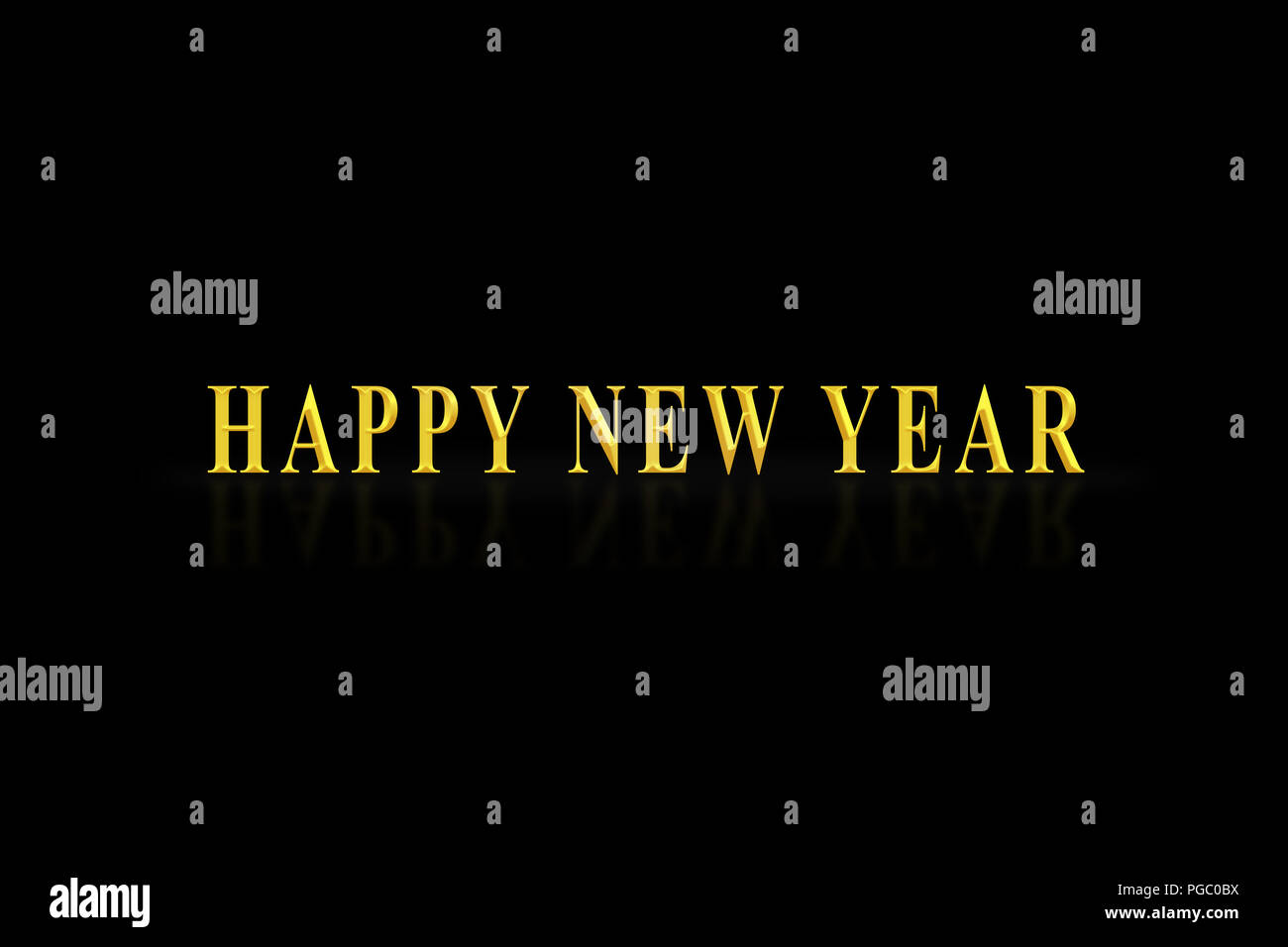 The inscription happy NEW YEAR in gold letters, black background Stock ...