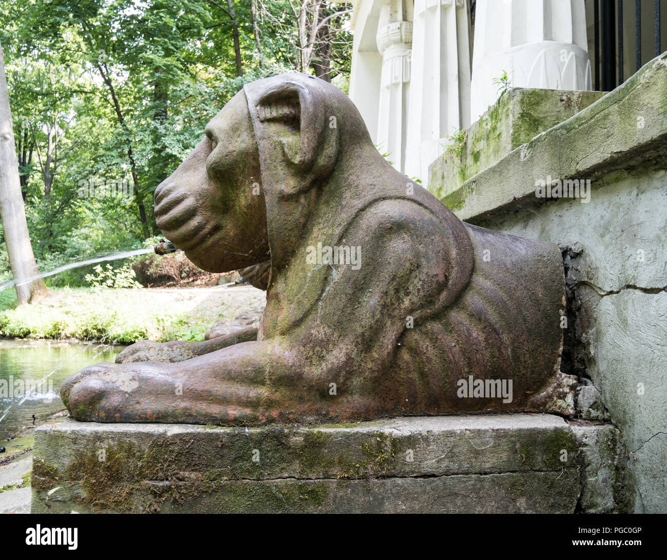 Sphinx of Egyptian Temple, Warsaw, Poland Stock Photo