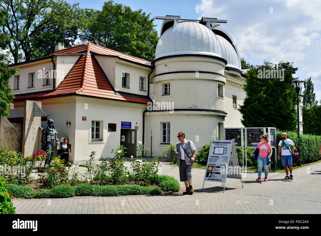 Prague astronomical Štefánik Observatory with domes for star and solar observations Stock Photo