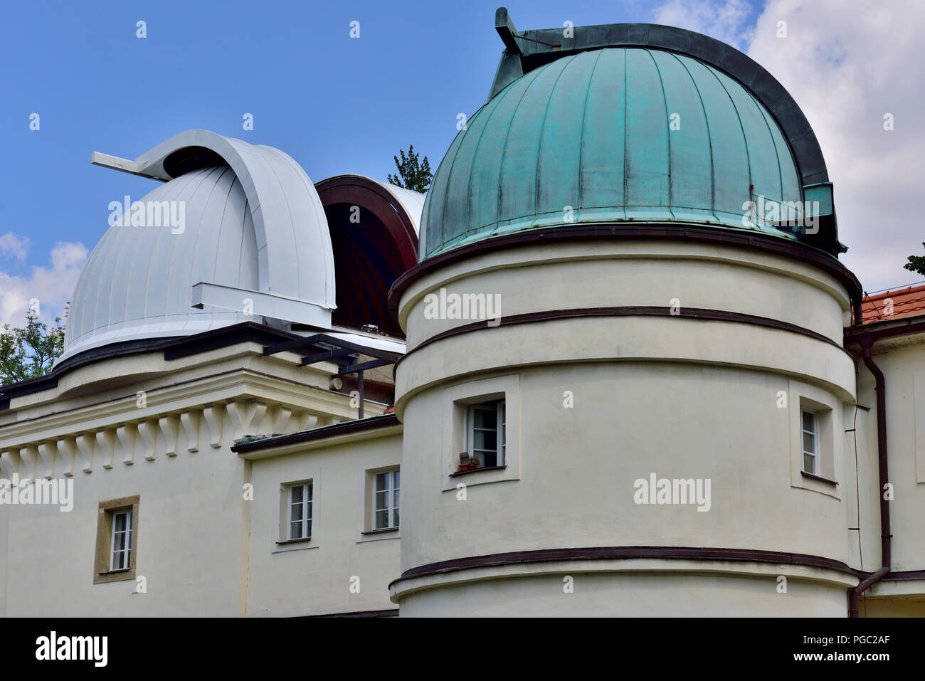 Prague astronomical Štefánik Observatory with domes for star and solar observations, Czech Republic Stock Photo