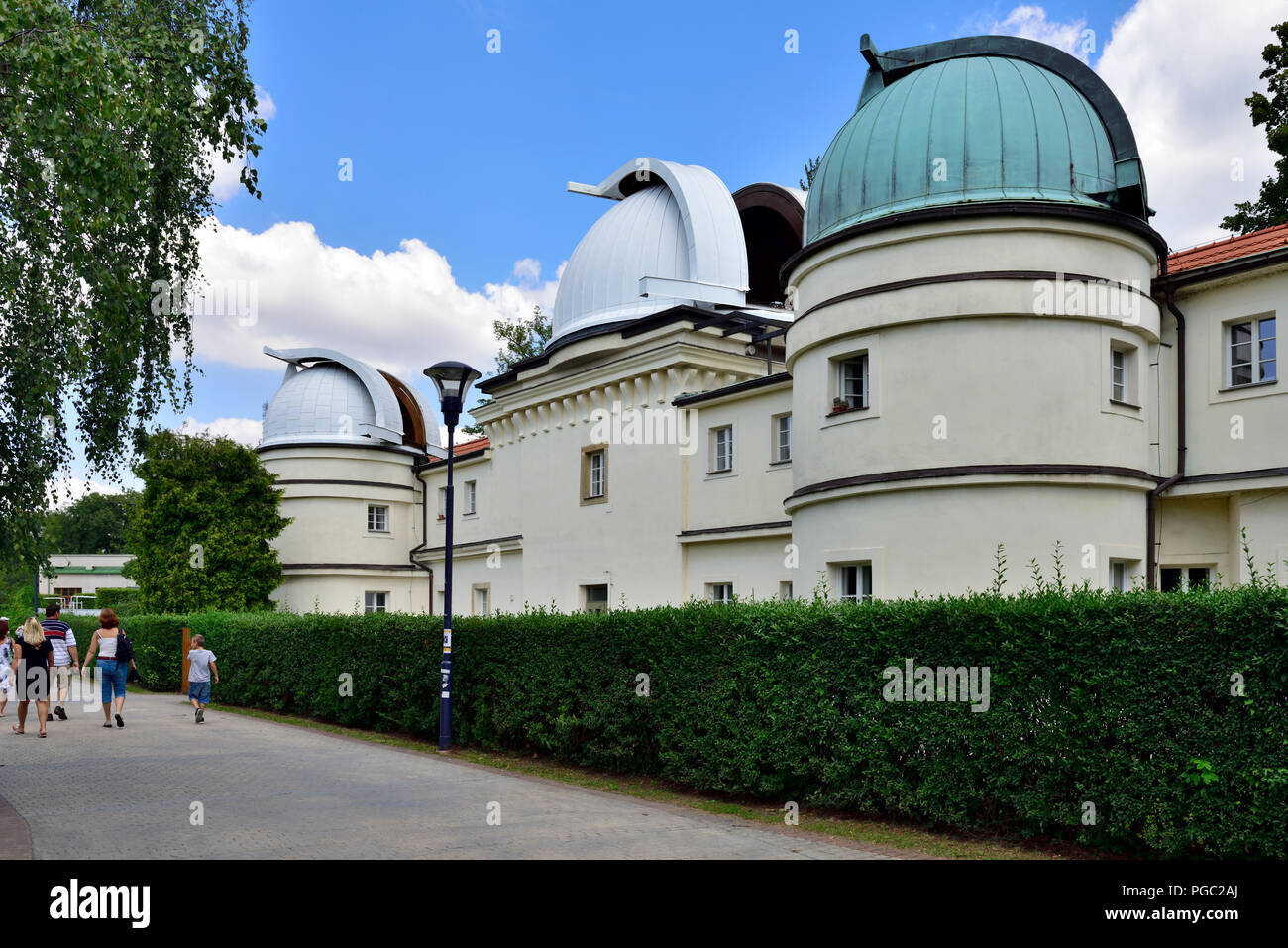 Prague astronomical Štefánik Observatory with domes for star and solar observations Stock Photo