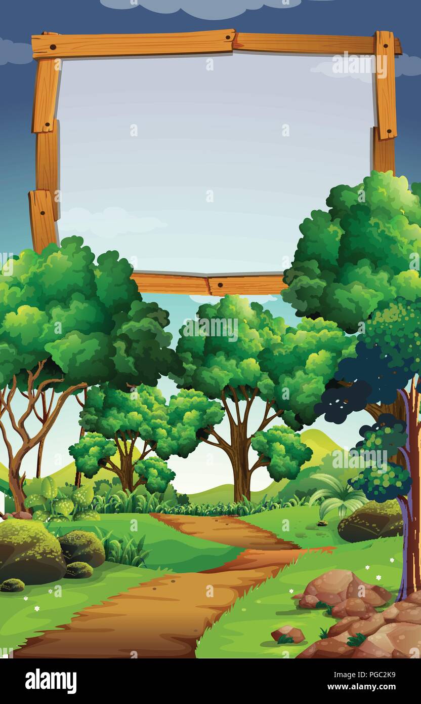 A blank wooden board in nature illustration Stock Vector Image & Art ...