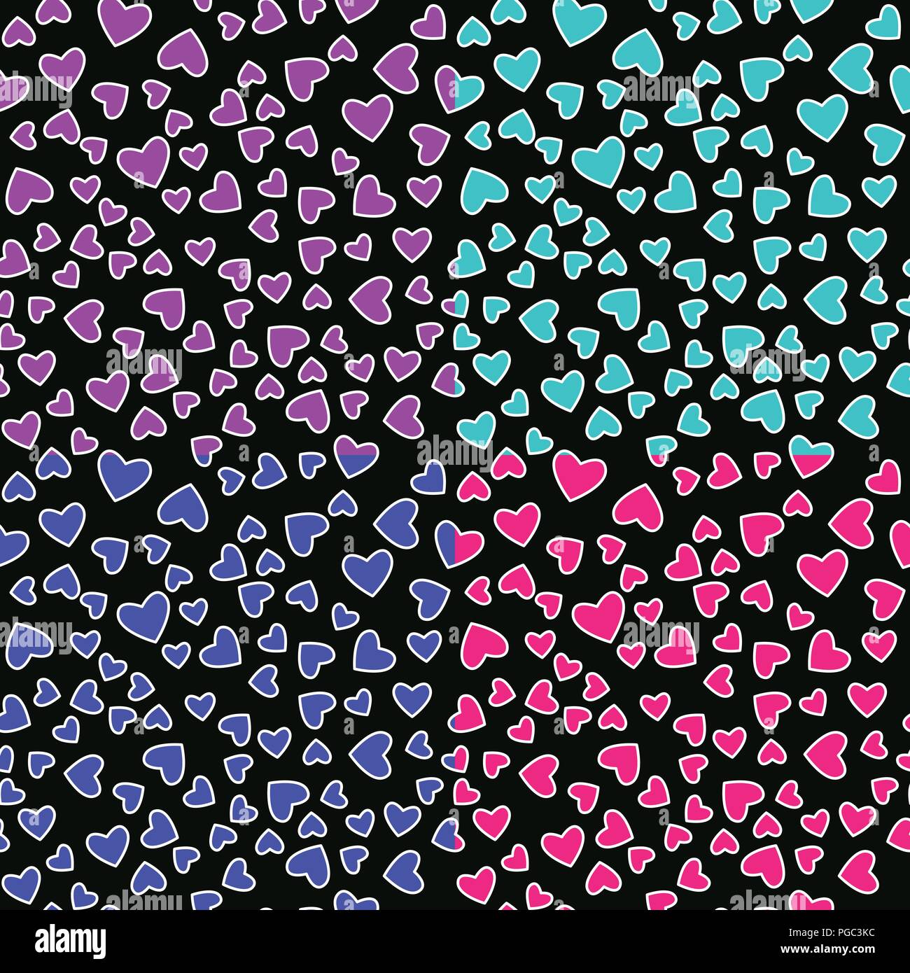 Set Vector heart seamless pattern Isolated on black background Stock ...