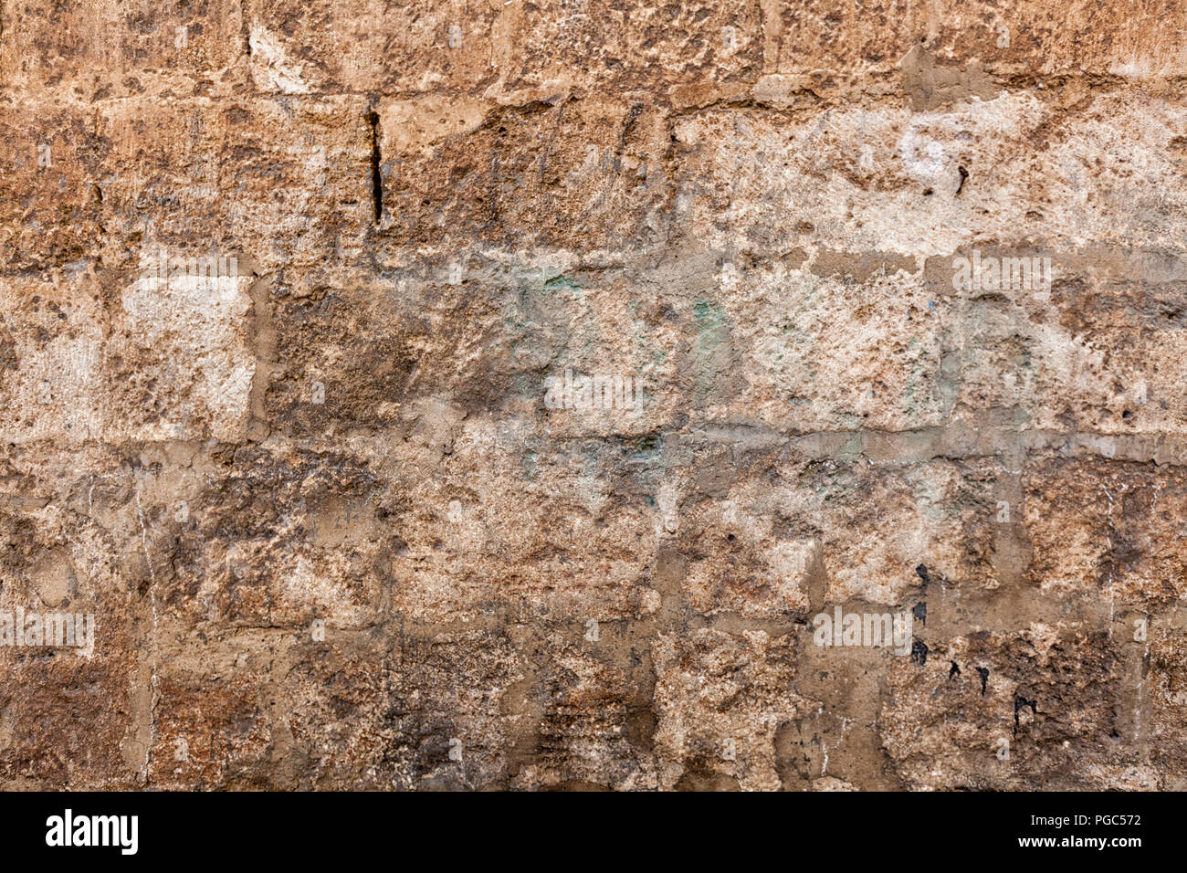 Background of old vintage dirty brick wall with peeling plaster ...