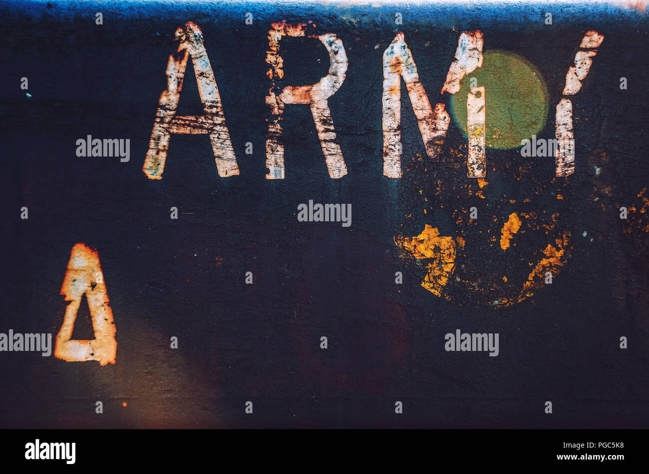 Old, abandoned, colorful and aged wall/metal texture/background Stock Photo