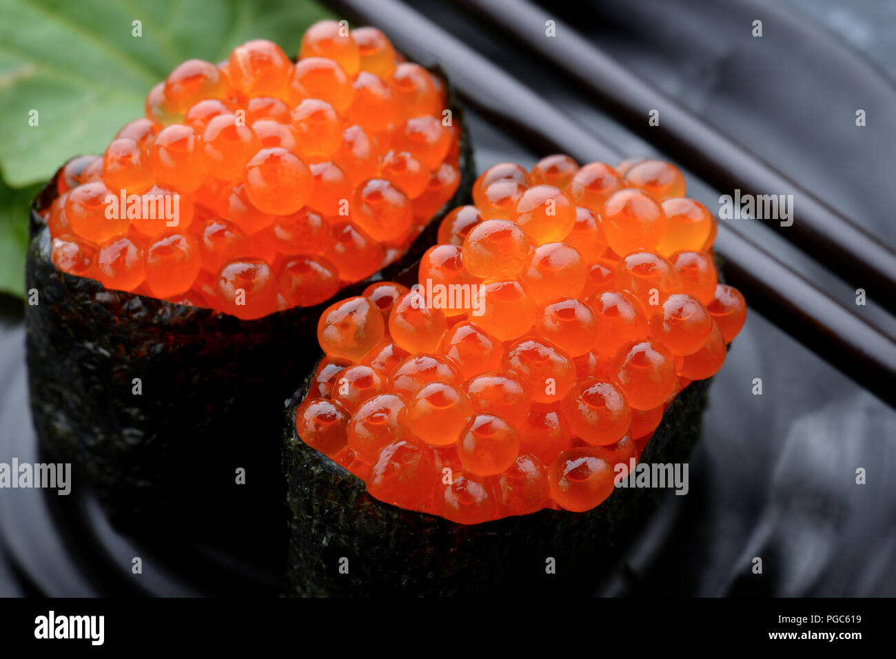 Salmon roe sushi set in Japanese style Stock Photo Alamy