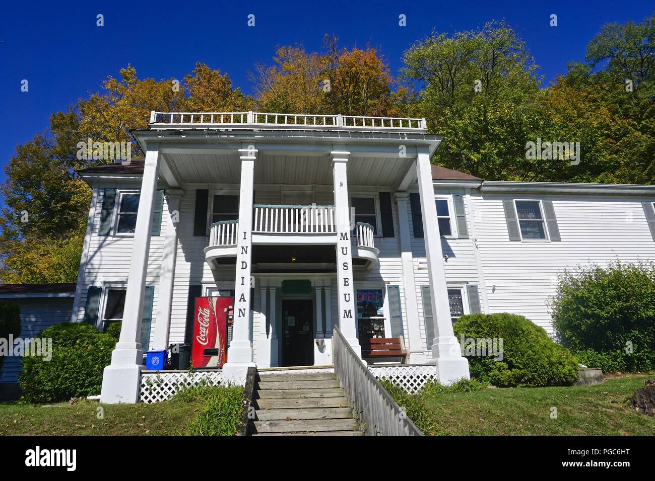 East Stroudsburg, PA, USA: The Poconos Indian Museum is housed in one of the oldest frame structures in the Pocono Mountains, built in 1840. Stock Photo