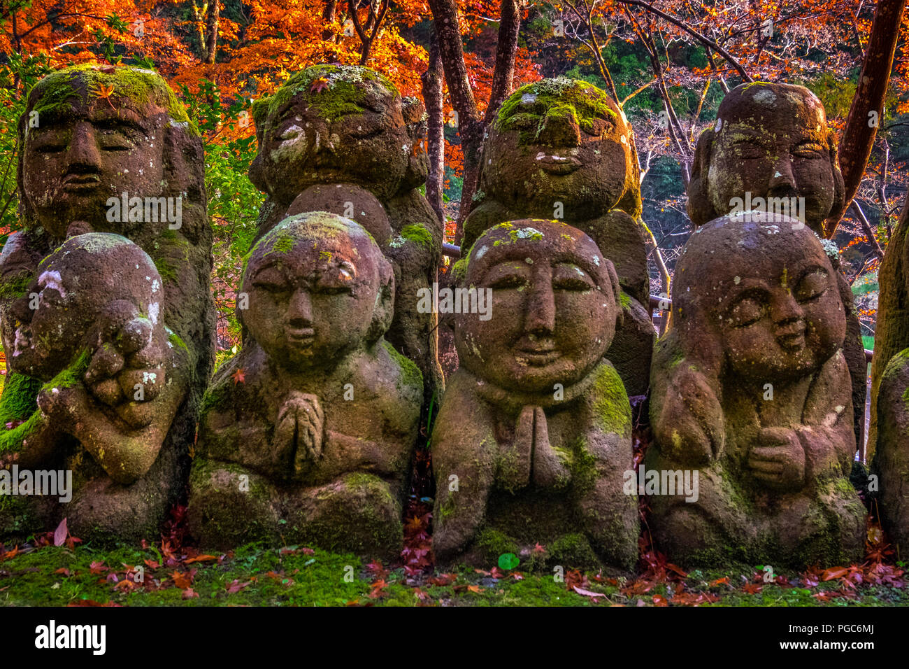 Stone statues at Otagi Nenbutsu ji Temple, Arashiyama Sagano area