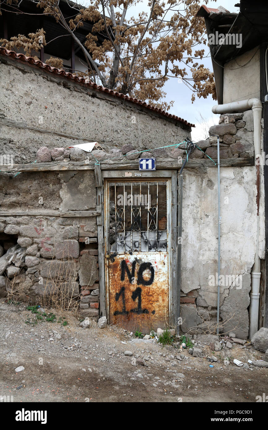 Door in Ankara, Turkey, with number 11 written on it Stock Photo
