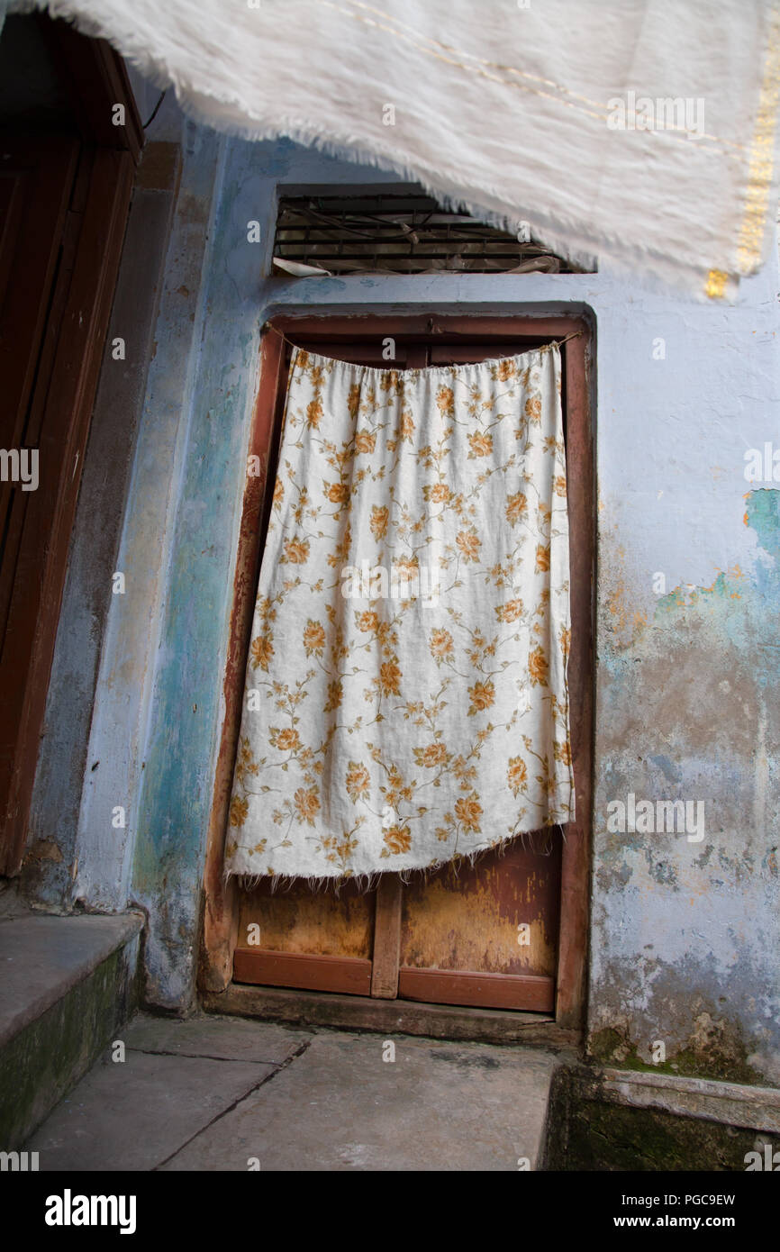 Door in the old city of Varanasi, India Stock Photo