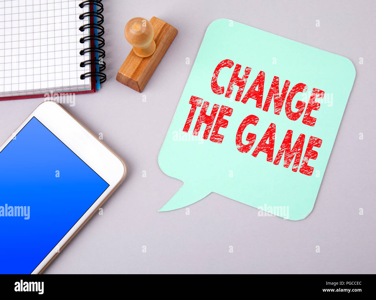Change The Game. Business and social media Stock Photo