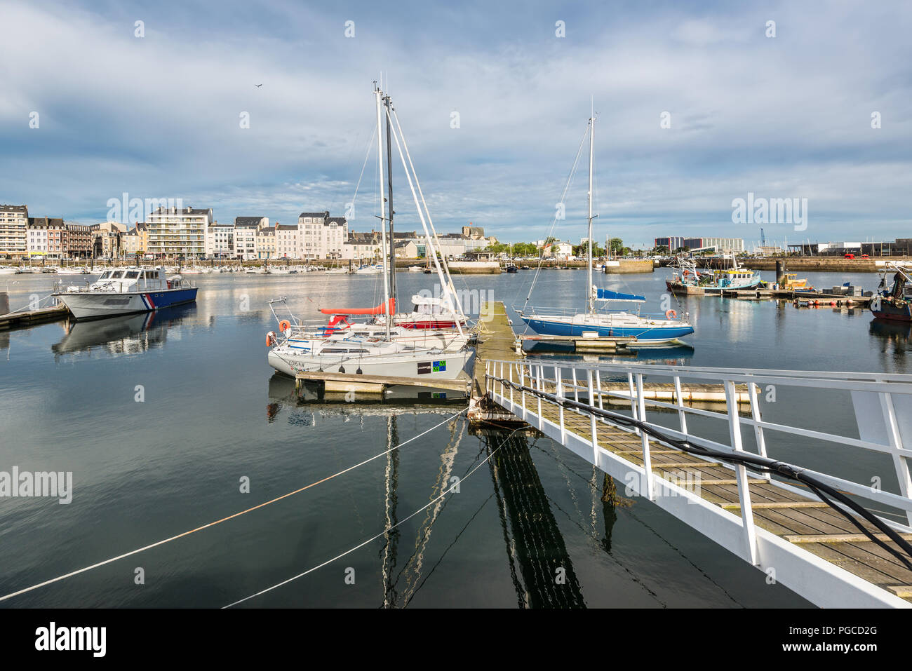 Cherbourg, France May 22, 2017 Sailboats in the port of CherbourgOcteville, on the north of