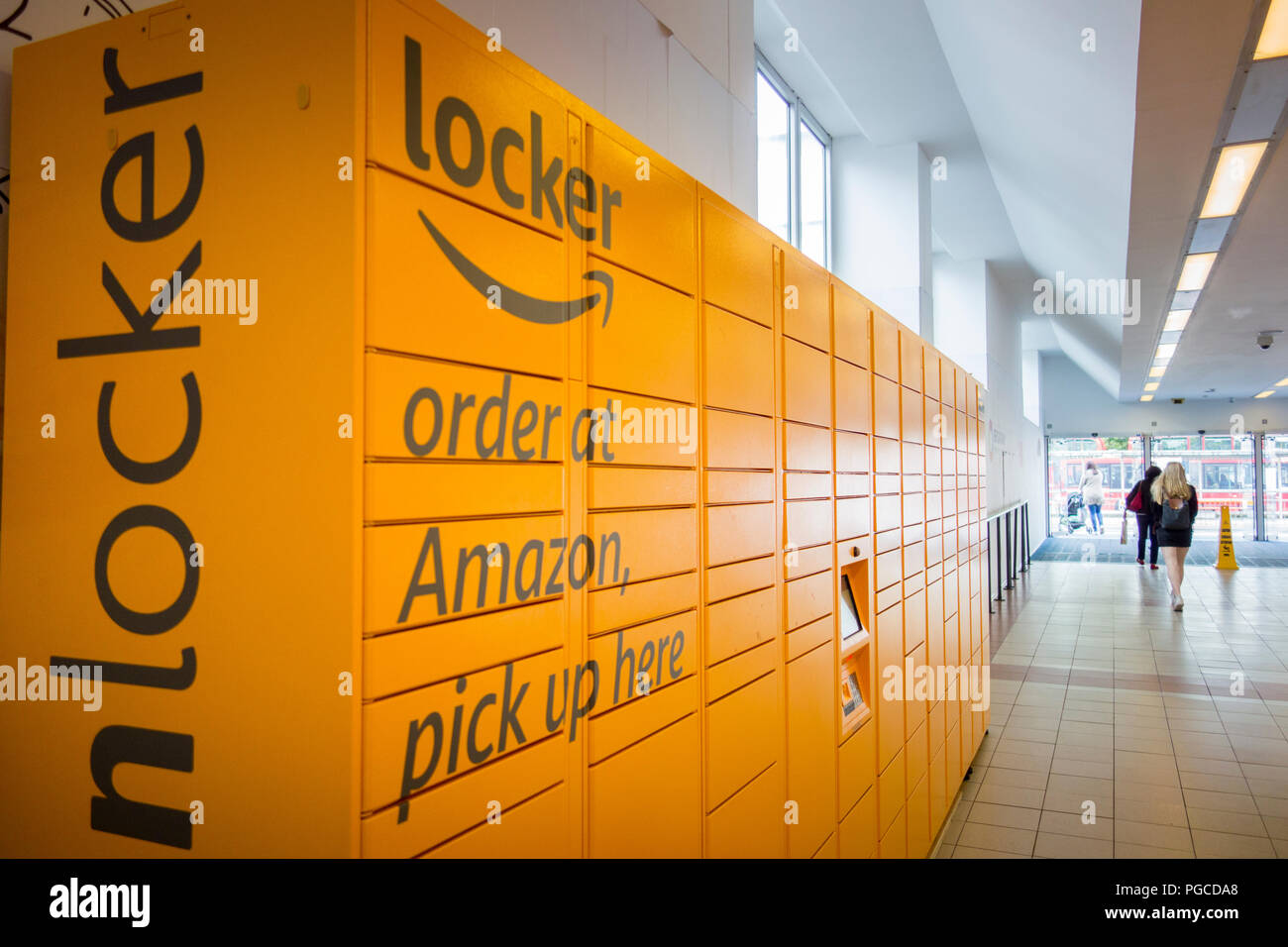 Amazon Lockers located on Hammersmith Broadway shopping centre Stock Photo