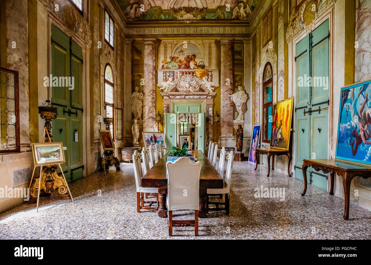 Italy Veneto Mira: Villa Barchessa Valmanara:party room Stock Photo