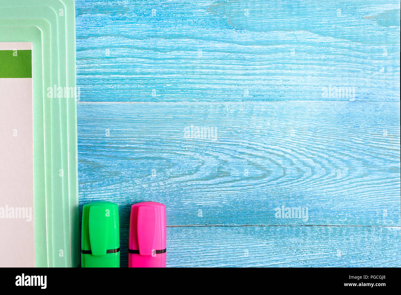 Notebooks on a wooden background. Stock Photo