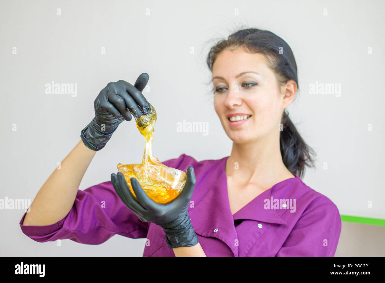 Depilation And Beauty Concept Sugar Paste Or Wax Honey For