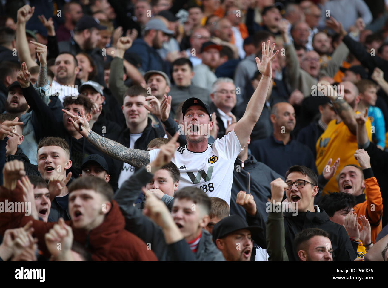 Wolves fans during the Premier League match at Molineux, Wolverhampton