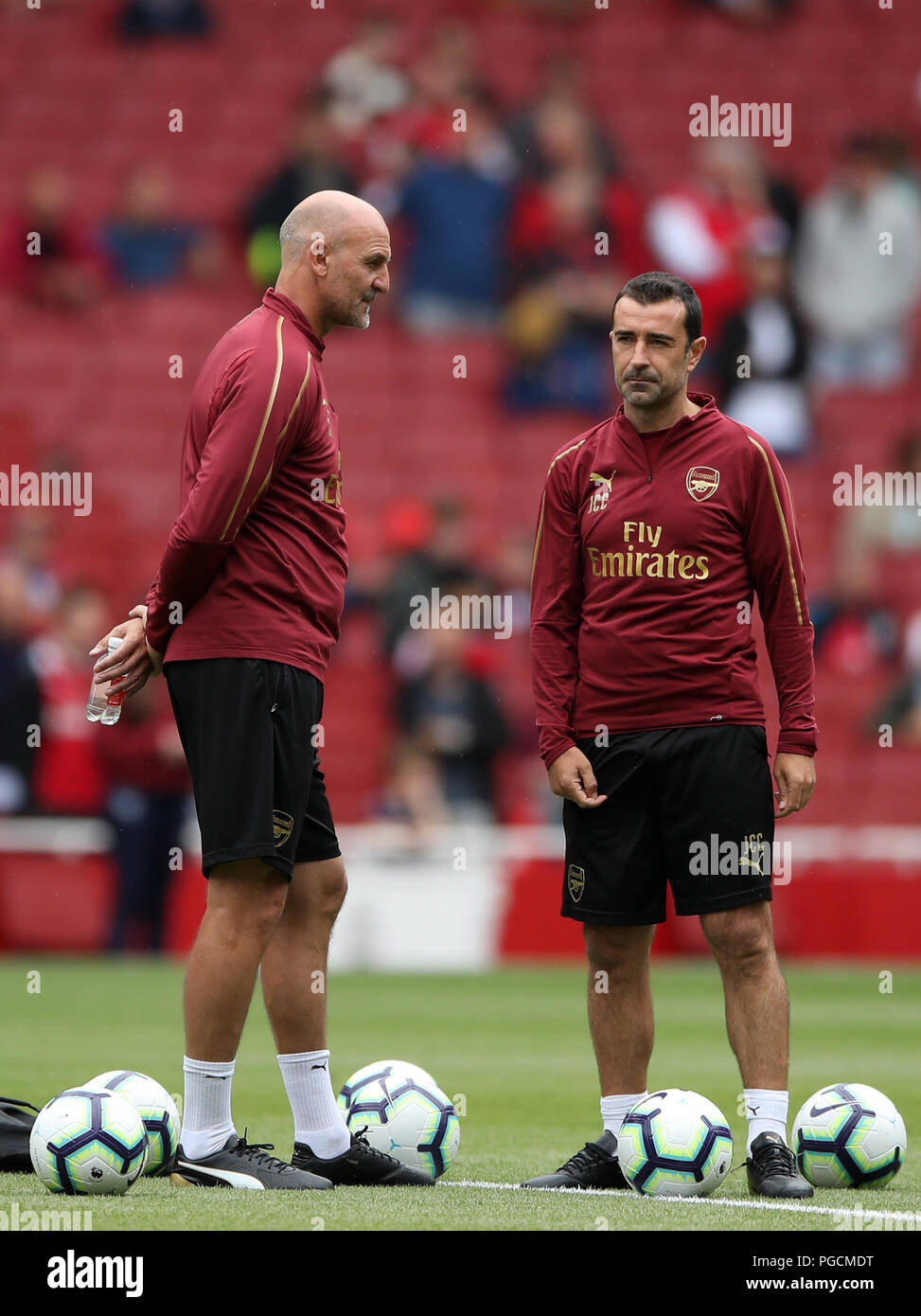 Arsenal's assistant head coach Juan Carlos Carcedo (right) Stock Photo