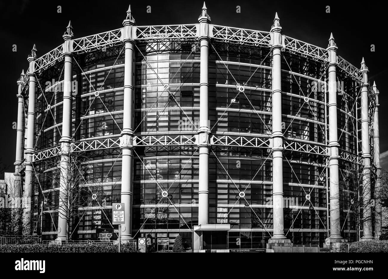 Dublin, Ireland, March 2018, The Alliance a residential building in the South Lotts district created within the cast iron frame of a former gasometer. Stock Photo