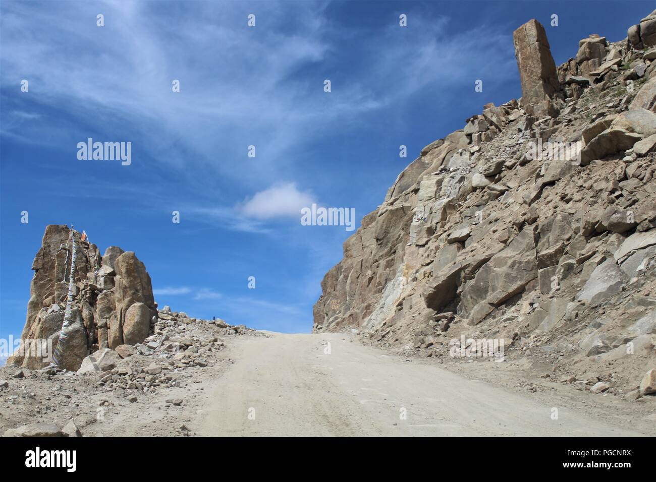 Road to Hell, Hard Roads, one of the pass in Afternoon with clear Blue water, looking beautiful. Stock Photo