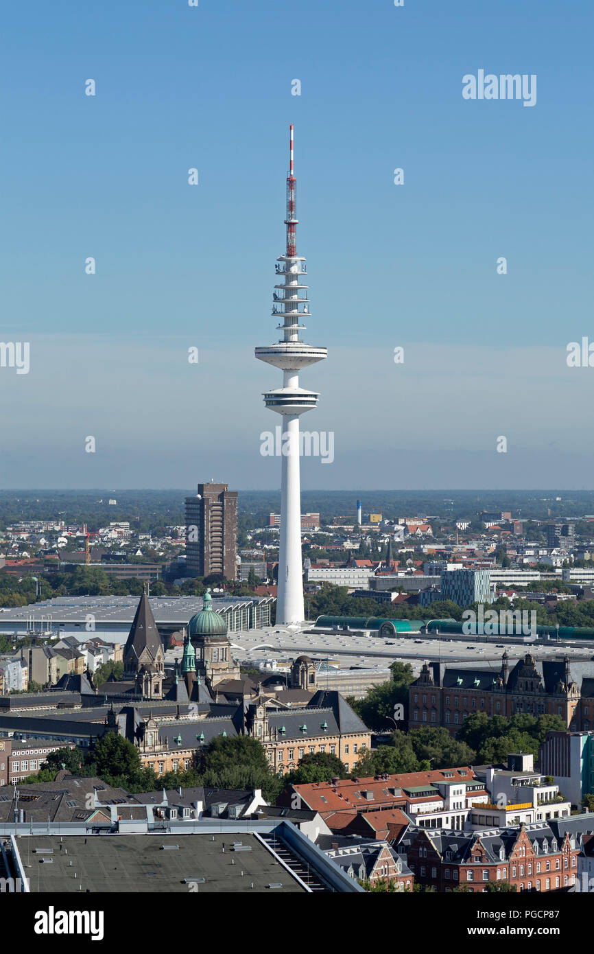 view of the television tower from the tower of St. Michael´s Church, Hamburg, Germany Stock Photo
