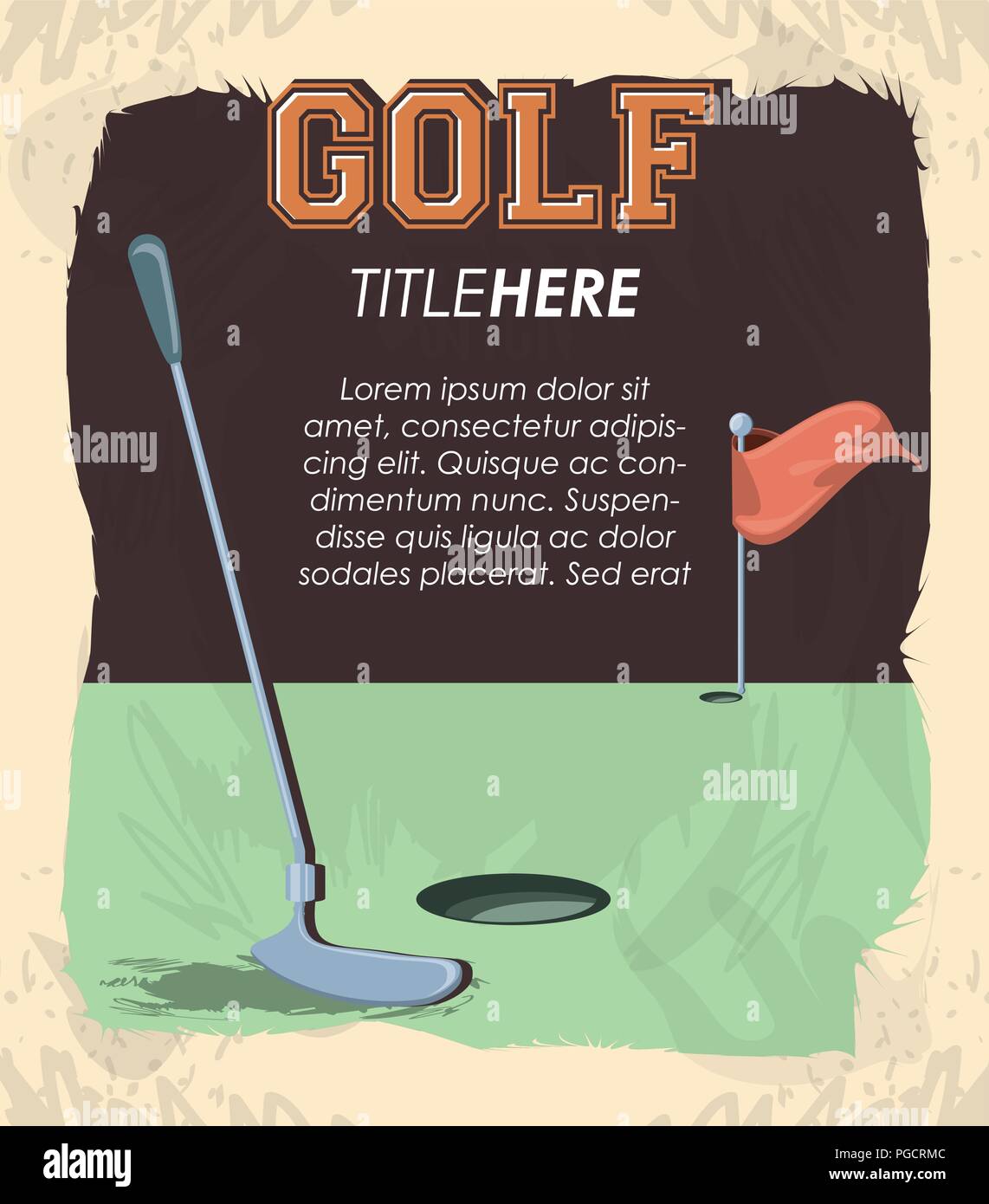 golf club label with stick vector illustration design Stock Vector