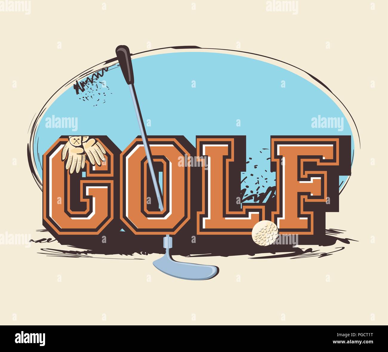 golf club label with stick vector illustration design Stock Vector