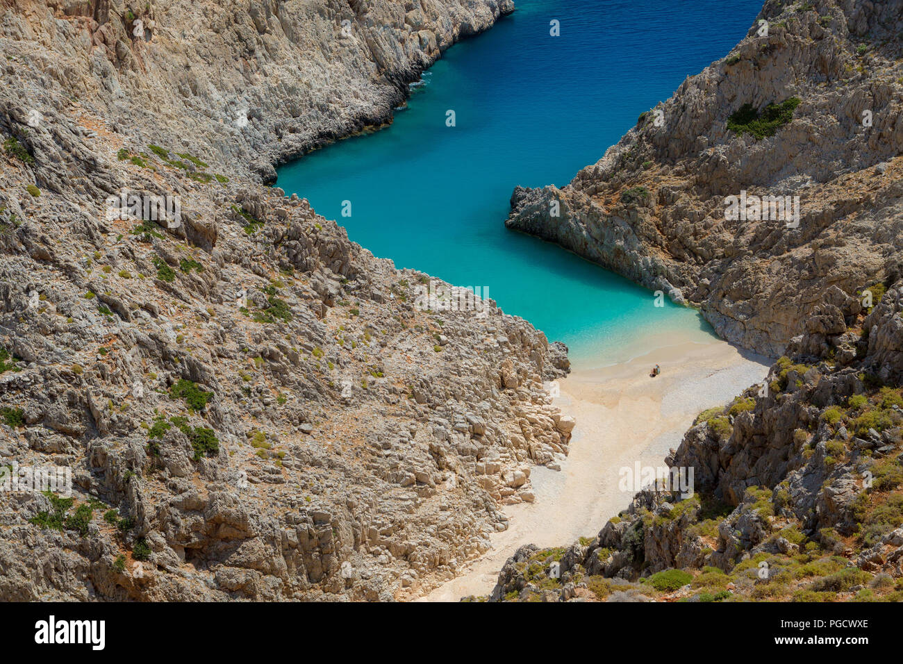 Secret beach on remote island. Rizoskloko, Crete, Greece. Seitan Limani  Stock Photo - Alamy