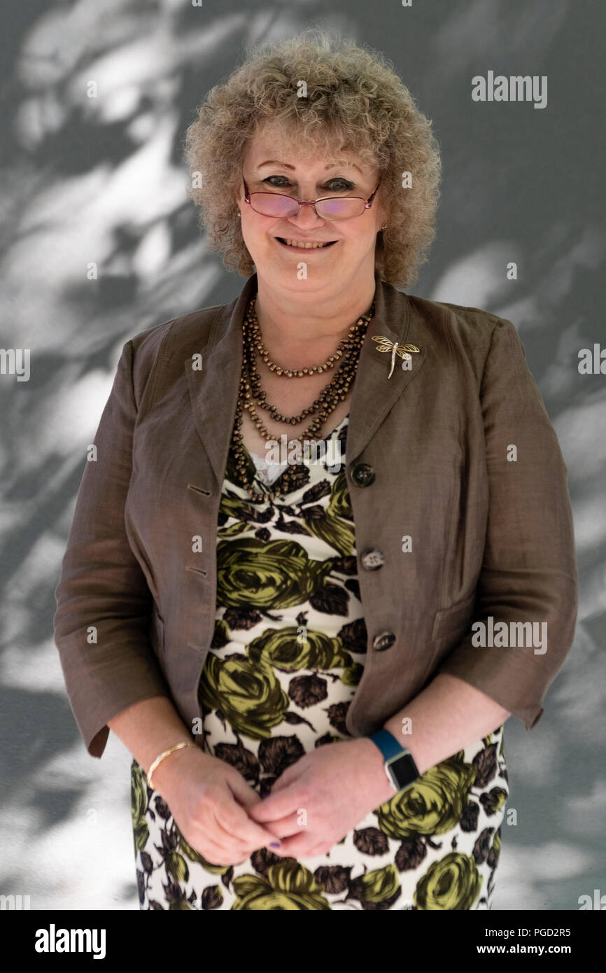 Edinburgh, Scotland, UK. 25 August, 2018. Pictured;  Christine Burns is an Editor and prominent campaigner for the rights of transgender people. Credit: Iain Masterton/Alamy Live News Stock Photo