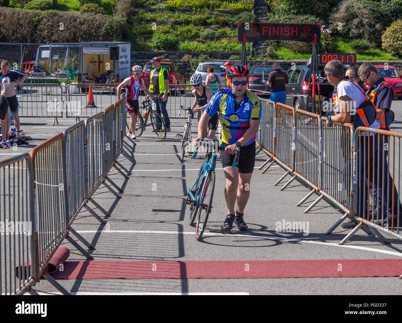 Tragumna, West Cork, Ireland. 25th August, 2018. The Tri Na Mo’na sprint triathlon took place today in Tragumna, West Cork today. The fantastic weather continued throughout the afternoon, making a great day for competitors and spectators alike. The event was hosted by the West Cork Triathlon Club, with over 100 competitors taking part. The course started with a 750M swim, then 18.5Km bike ride, finishing with a 5Km run. Credit: aphperspective/Alamy Live News Stock Photo