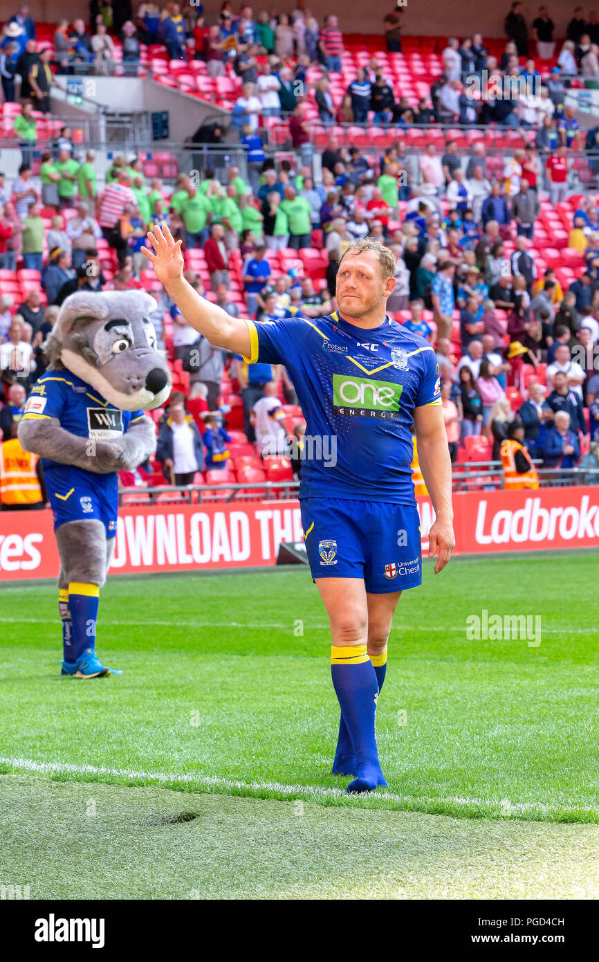 Wembley Stadium, London, UK. Saturday 25 August 2018 – The 117th staging of the Ladbrokes Challenge Cup Rugby League Final at Wembley Stadium between Warrington Wolves (The Wire) and Catalan Dragons. Both teams play in the Super League Credit: John Hopkins/Alamy Live News Stock Photo