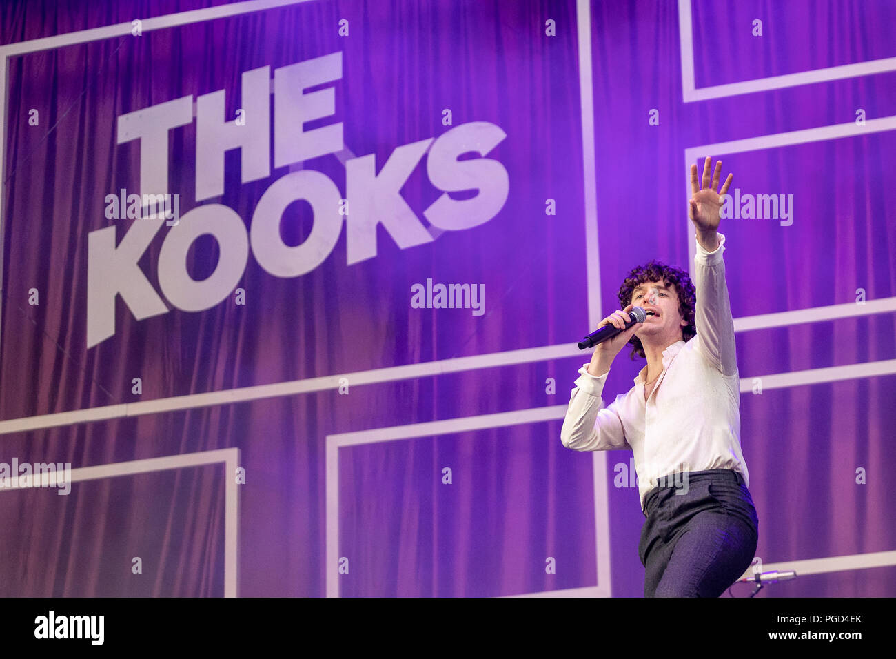 Luke Pritchard of The Kooks performs live on stage at Leeds Festival, UK, 25th June 2018. Stock Photo