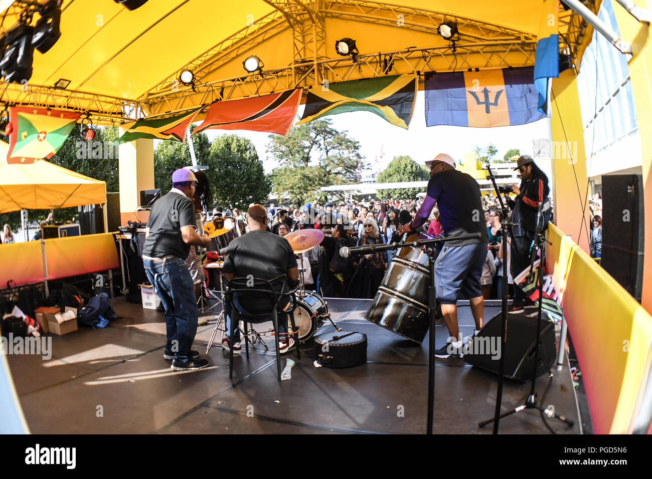 London, UK. 25th Aug, 2018. Steelpan group performs at Great Big Summer