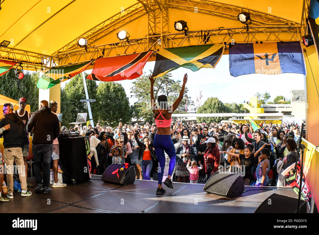 London, UK. 25th Aug, 2018. Sweat in the City by Soca Fitness Fete performs  at Great Big Summer Weekend on 25 August 2018 at Royal Festival Hall,  London, UK. Credit: Picture Capital/Alamy