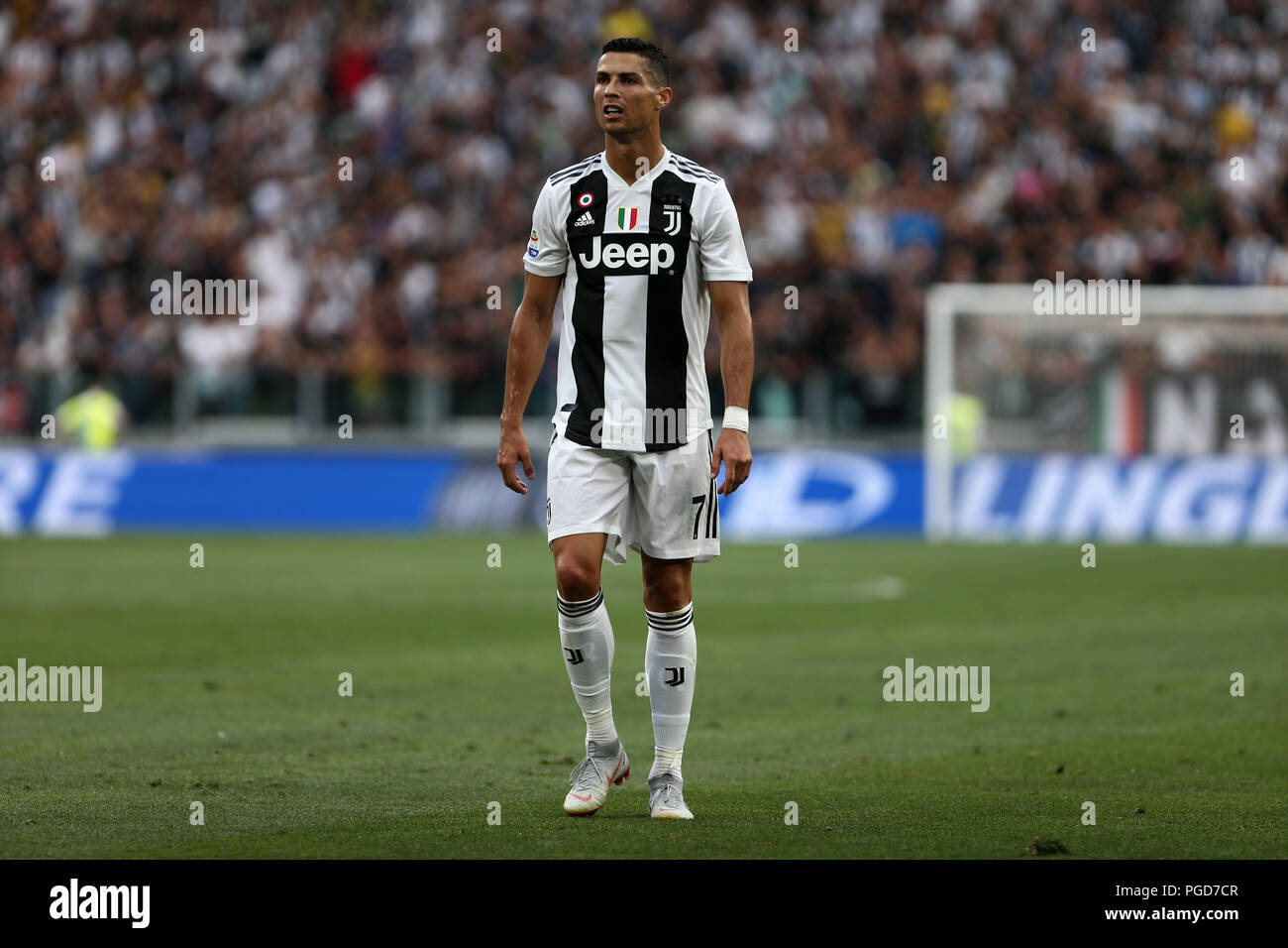 Torino, Italy. 25th August, 2018. Cristiano Ronaldo of Juventus FC  during the Serie A football match between Juventus Fc and SS Lazio.  Credit: Marco Canoniero / Alamy Live News Credit: Marco Canoniero/Alamy Live News Stock Photo