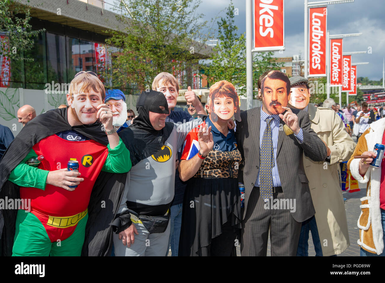 London, UK. 25th Aug, 2018. 25th August 2018 , Wembley, London, England;Ladbrokes Challenge Cup Final 2018, Catalans v Warrington ; Supporters in fancy dress Credit: News Images /Alamy Live News Stock Photo