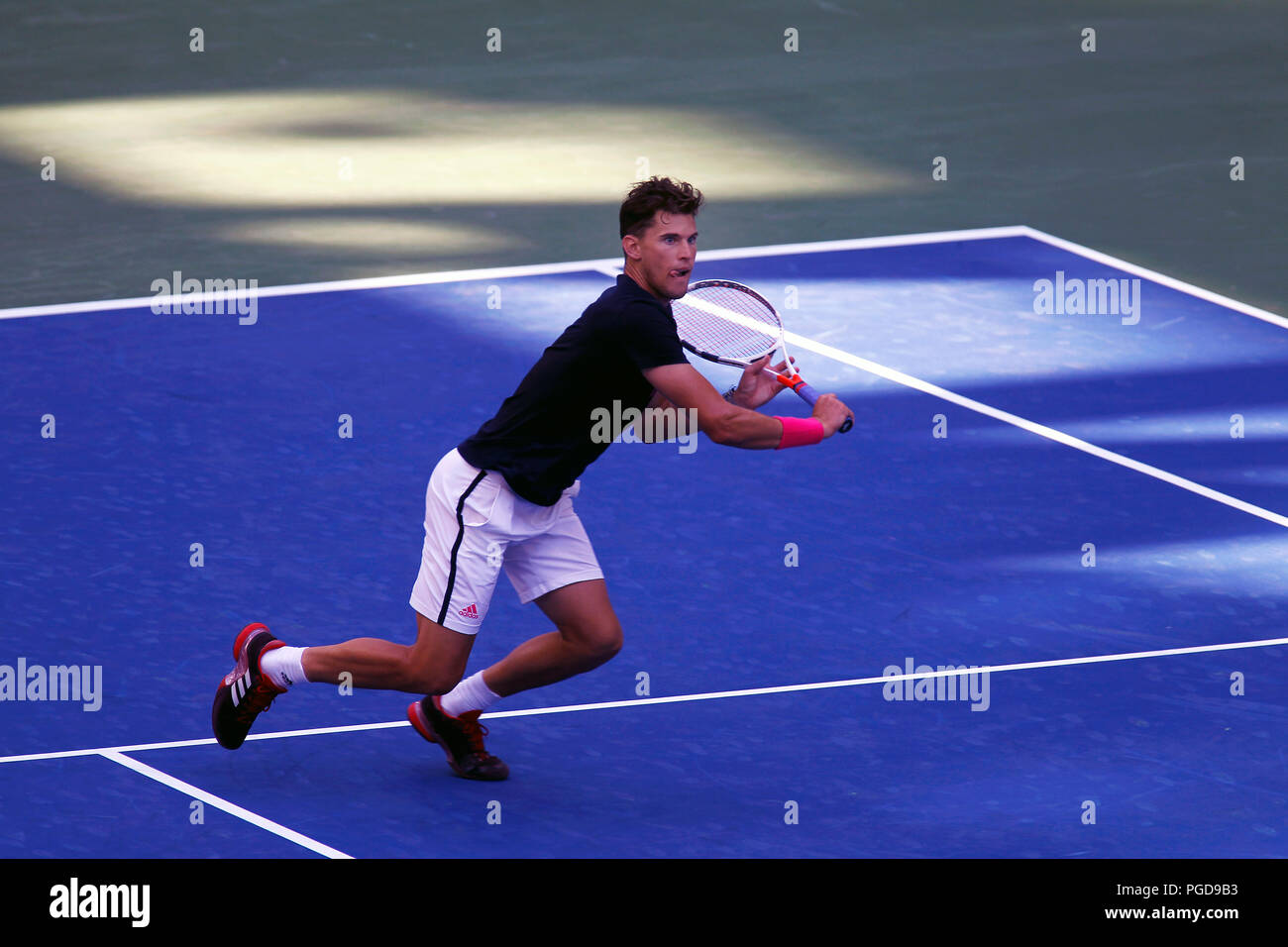 New York, N.Y, August 25, 2018 - US Open Tennis Practice:  Dominic Thiem of Austria practicing at the Billie Jean King National Tennis Center in Flushing Meadows, New York, as players prepared for the U.S. Open which begins on Monday. Credit: Adam Stoltman/Alamy Live News Stock Photo
