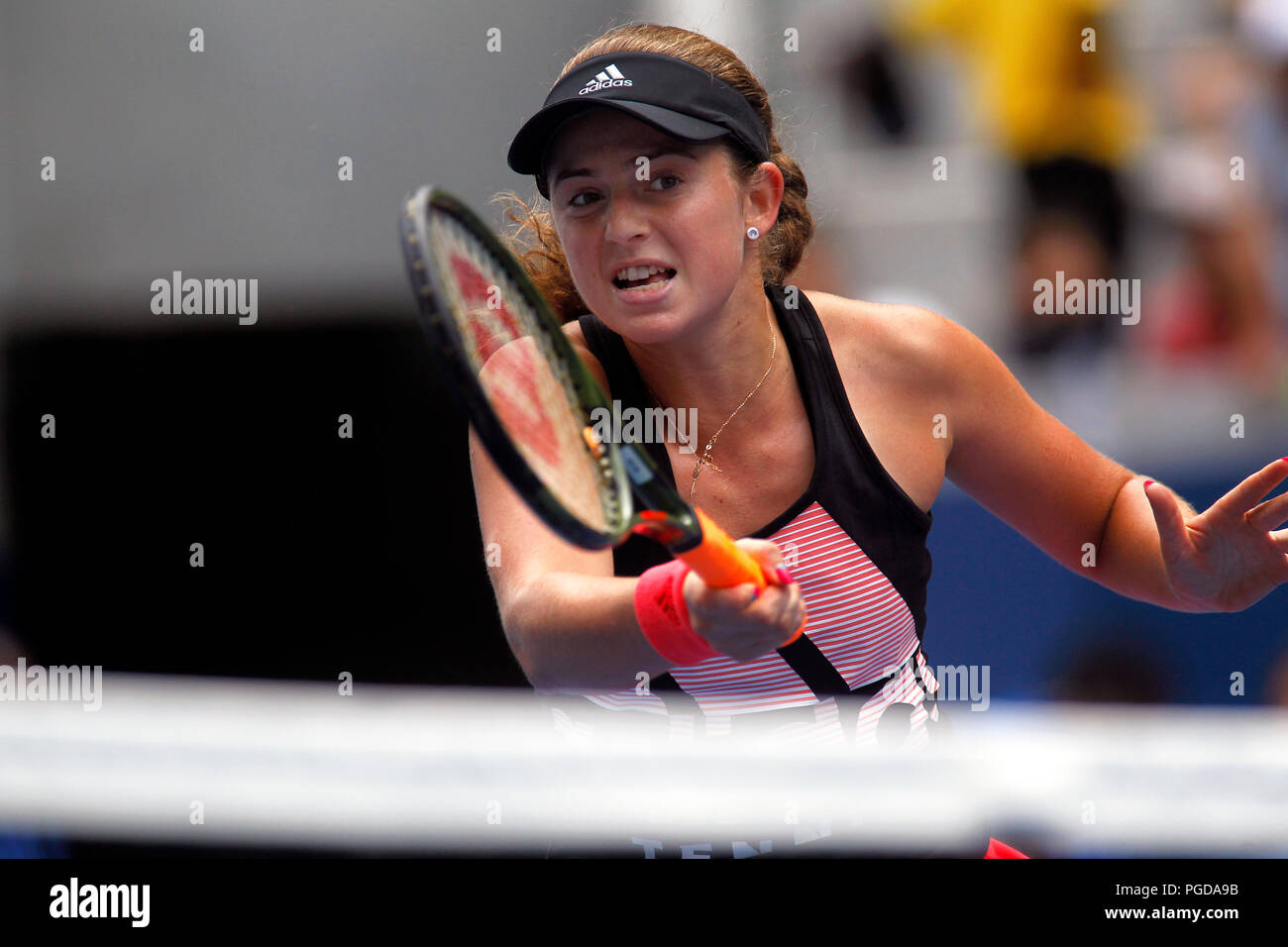 New York, N.Y, August 25, 2018 - US Open Tennis Practice:  Jelena Ostapenko of Latvia practicing at the Billie Jean King National Tennis Center in Flushing Meadows, New York, as players prepared for the U.S. Open which begins on Monday. Credit: Adam Stoltman/Alamy Live News Stock Photo