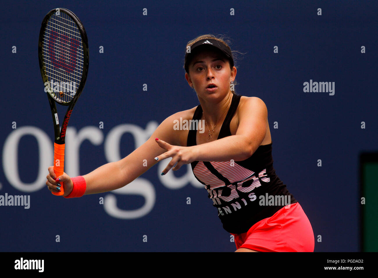 New York, N.Y, August 25, 2018 - US Open Tennis Practice:  Jelena Ostapenko of Latvia practicing at the Billie Jean King National Tennis Center in Flushing Meadows, New York, as players prepared for the U.S. Open which begins on Monday. Credit: Adam Stoltman/Alamy Live News Stock Photo