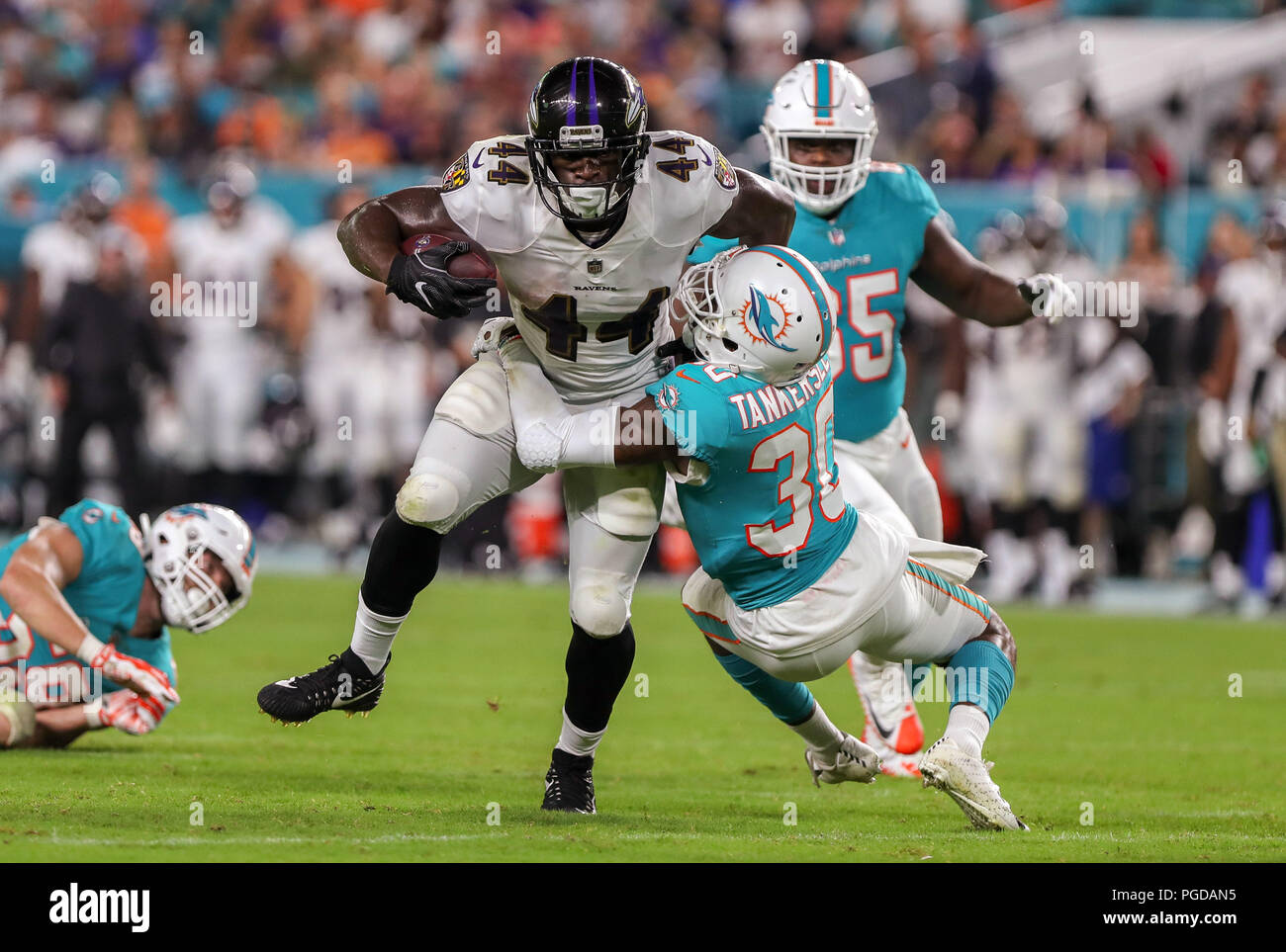 Miami Dolphins cornerback Cordrea Tankersley (30) is introduced before an  NFL football game against the Tennessee Titans, Sunday, Oct. 8, 2017, in  Miami Gardens, Fla. (Jeff Haynes/AP Images for Panini Stock Photo - Alamy